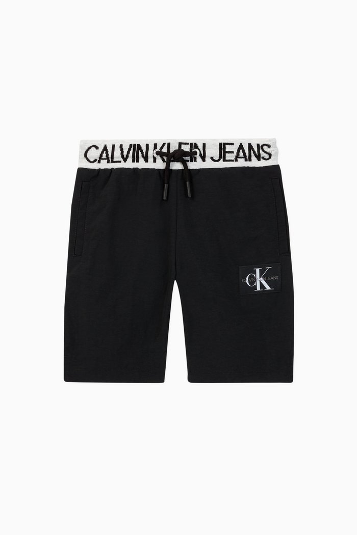 

Punto Jersey Logo Jogger Shorts, Black