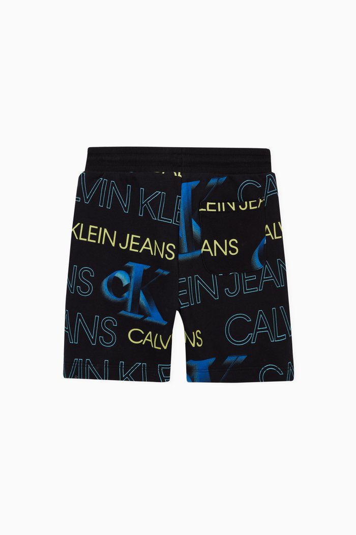 

Allover Logo Shorts in Organic Cotton Fleece, Black