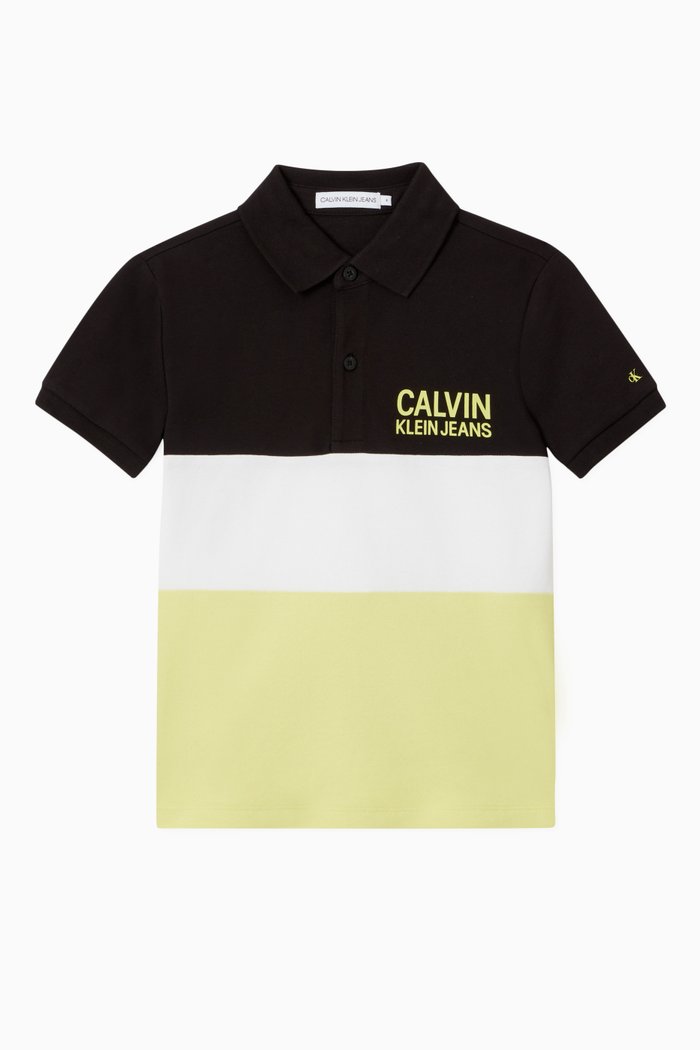 

Colour Block Polo Shirt in Stretch Cotton Pique, Multicolour