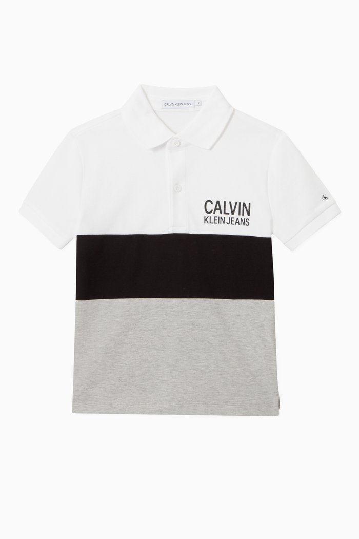 

Colour Block Polo Shirt in Stretch Cotton Pique, Multicolour