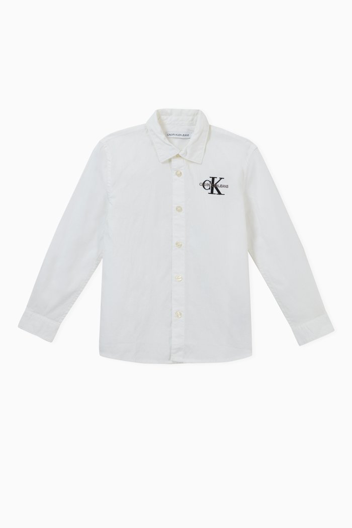 

Logo Shirt in Stretch Cotton Ripstop, White