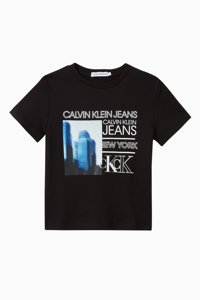 

Photo Print Logo T-Shirt in Organic Cotton, Black