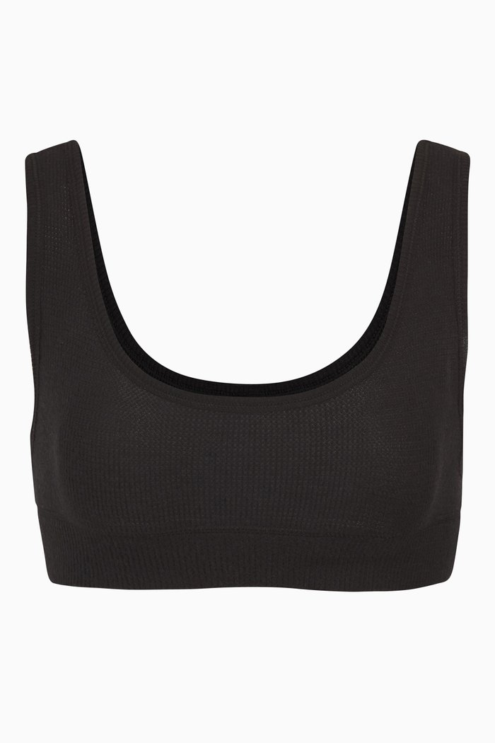 

Waffle Scoop Neck Bra, Black