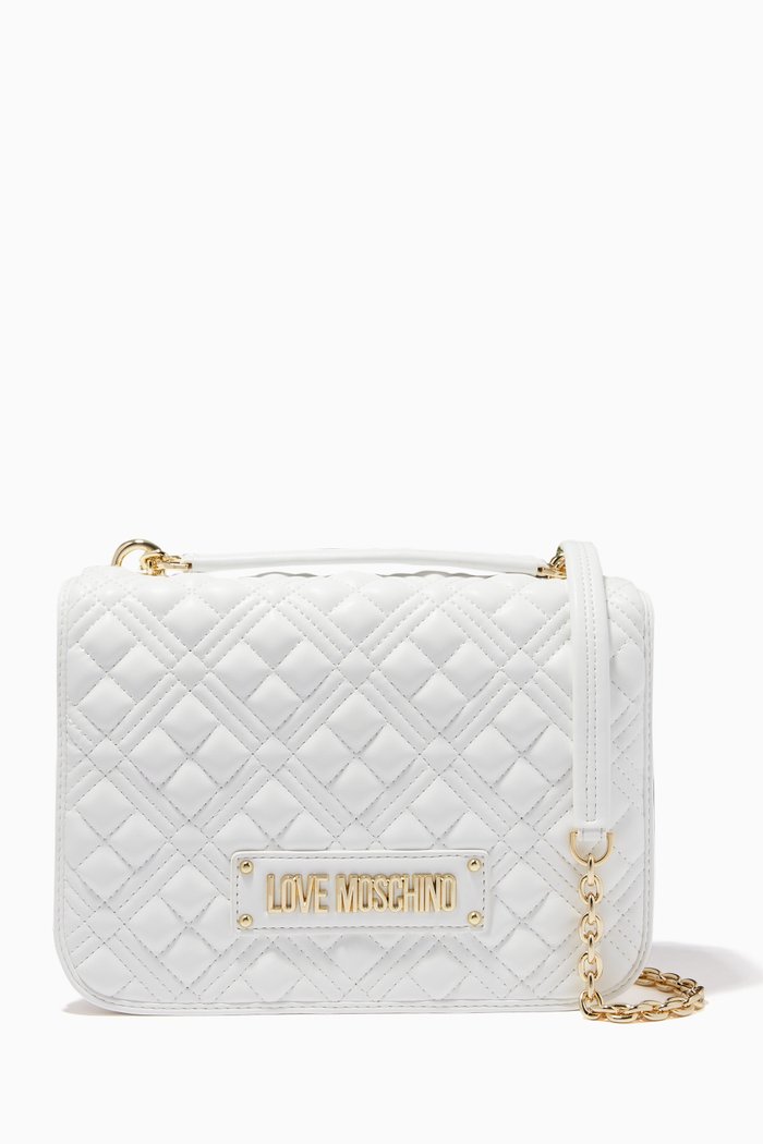 

Quilted Shoulder Bag in Faux Leather, White