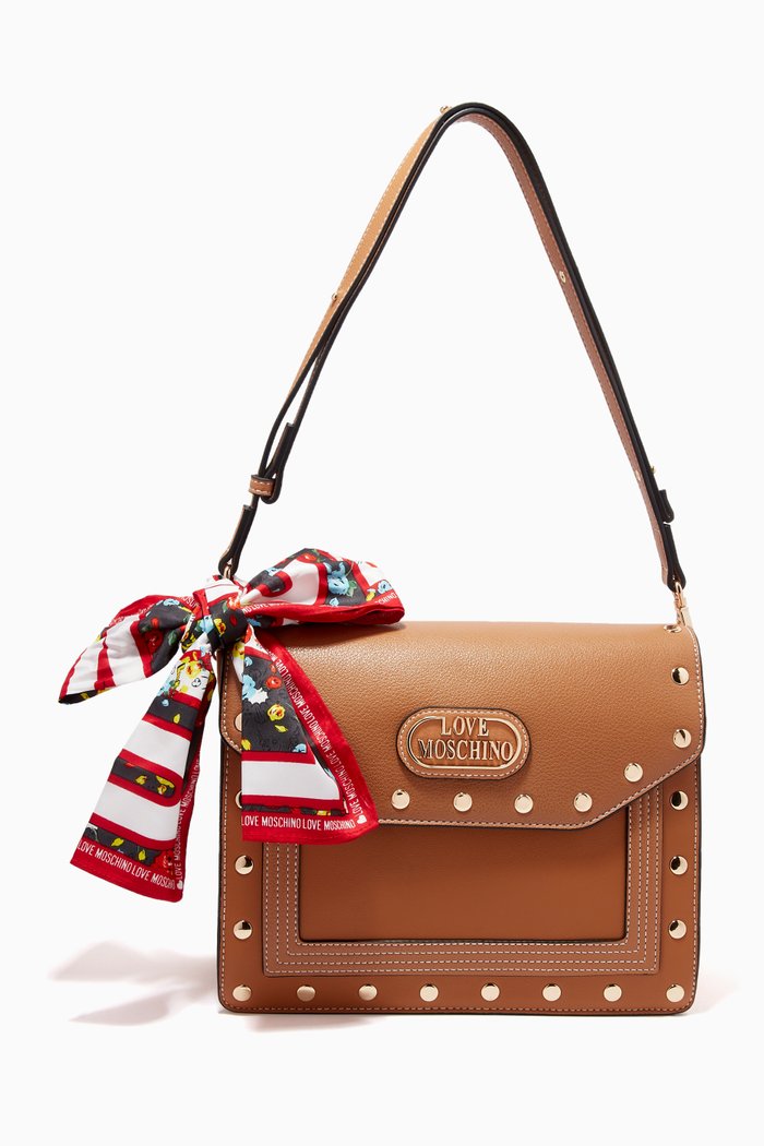 

Small Shoulder Bag with Foulard, Brown