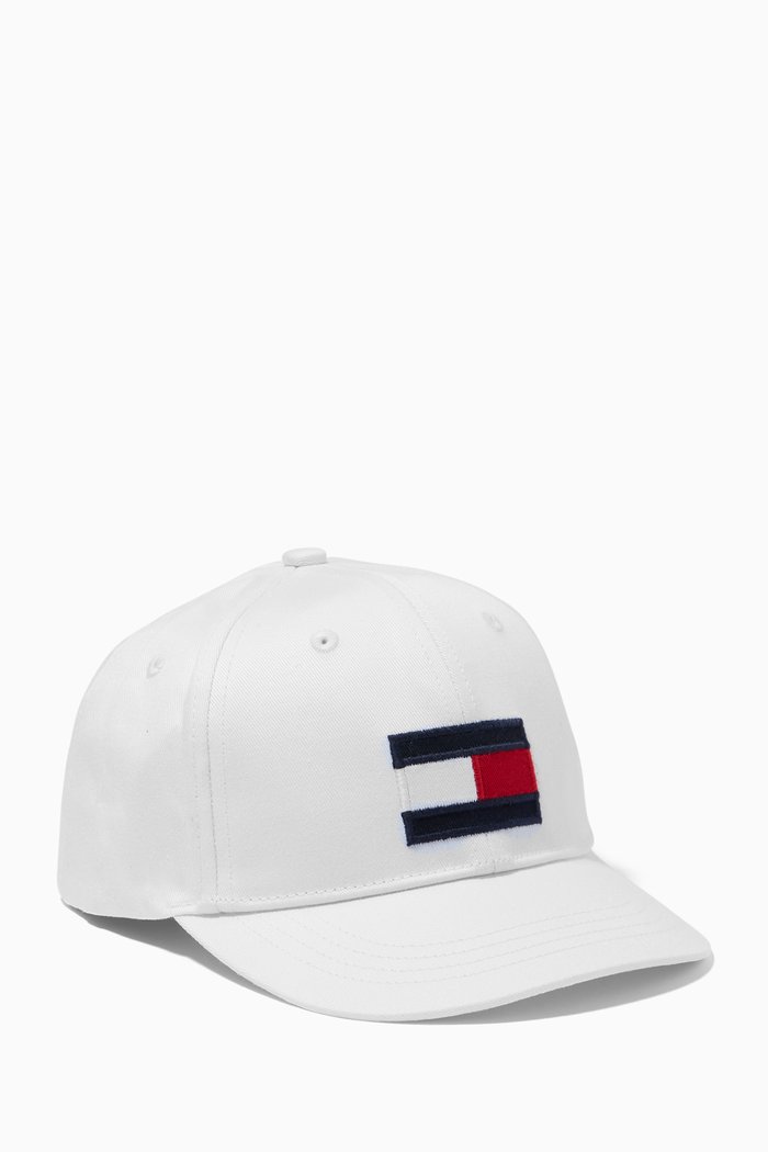 Flag Patch Cap in Organic Cotton, White