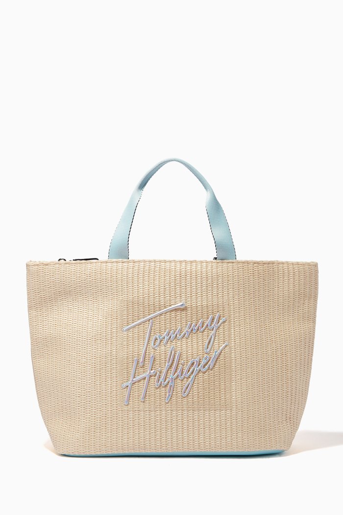 

Logo Beach Bag in Cotton Blend, Blue