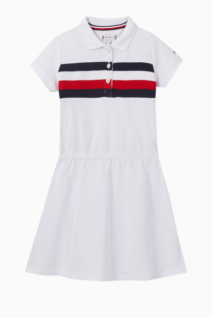 Polo Dress in Stretch Organic Cotton Pique, White