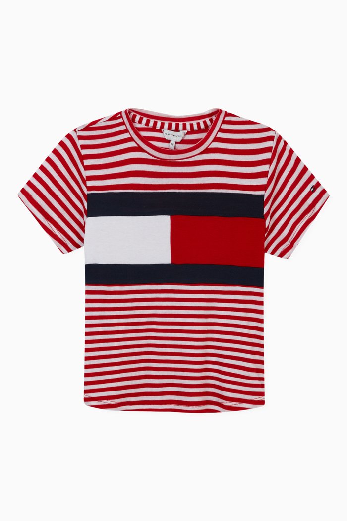 

Stripe Flag T-shirt in Lyocell Knit, Red