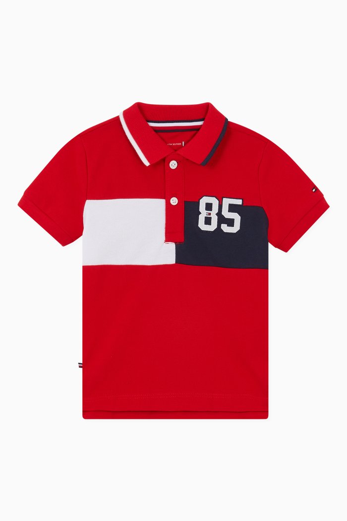 

Polo Shirt in Stretch Organic Cotton Pique, Red