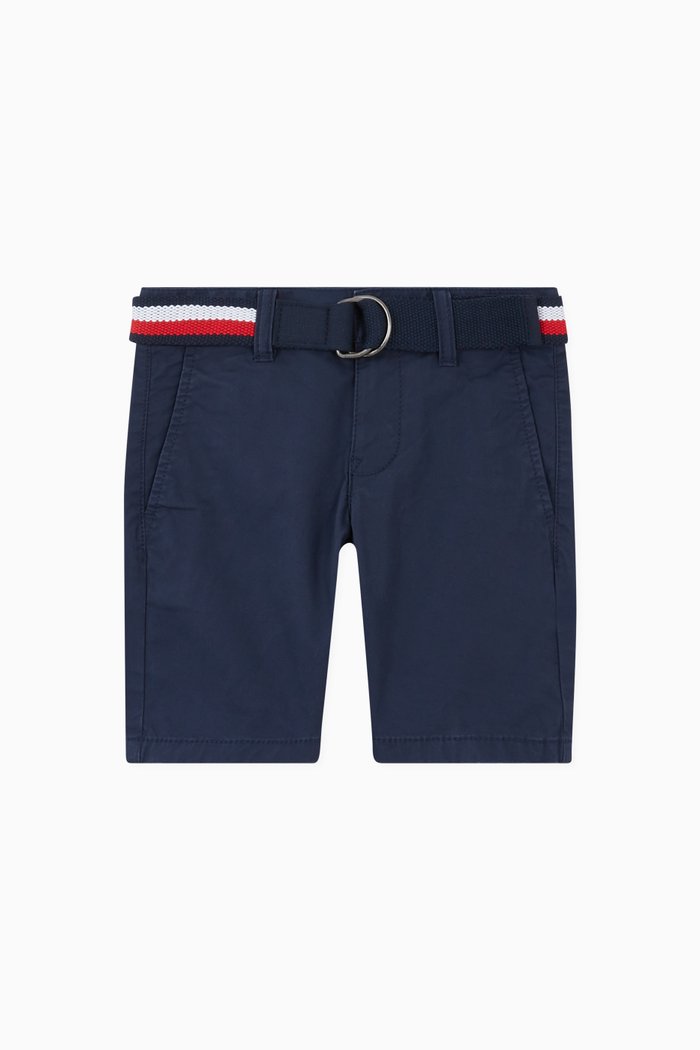 

Essential Belted Chino Shorts in Stretch Organic Cotton, Blue