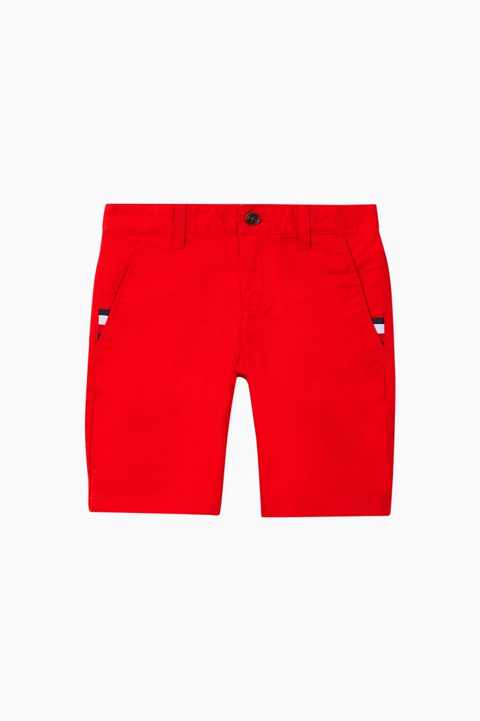 

Essential Slim Cotton Chino Shorts, Red