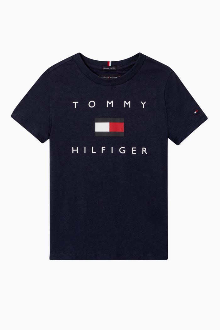

Logo T-shirt in Organic Slub Cotton Jersey, Blue