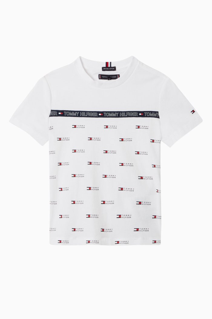 

All-Over Logo Print T-shirt in Organic Cotton Jersey, White