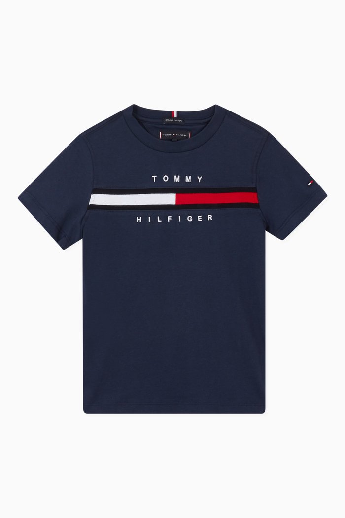 

Flag Logo T-shirt in Organic Cotton Jersey, Blue