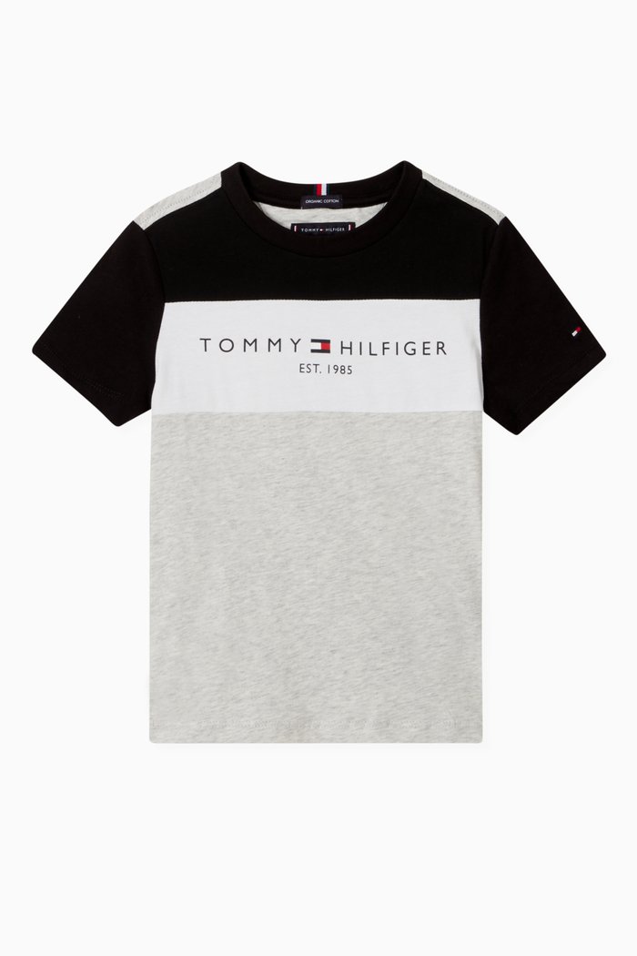 

Essential Colour-block T-shirt in Organic Cotton Jersey, Grey