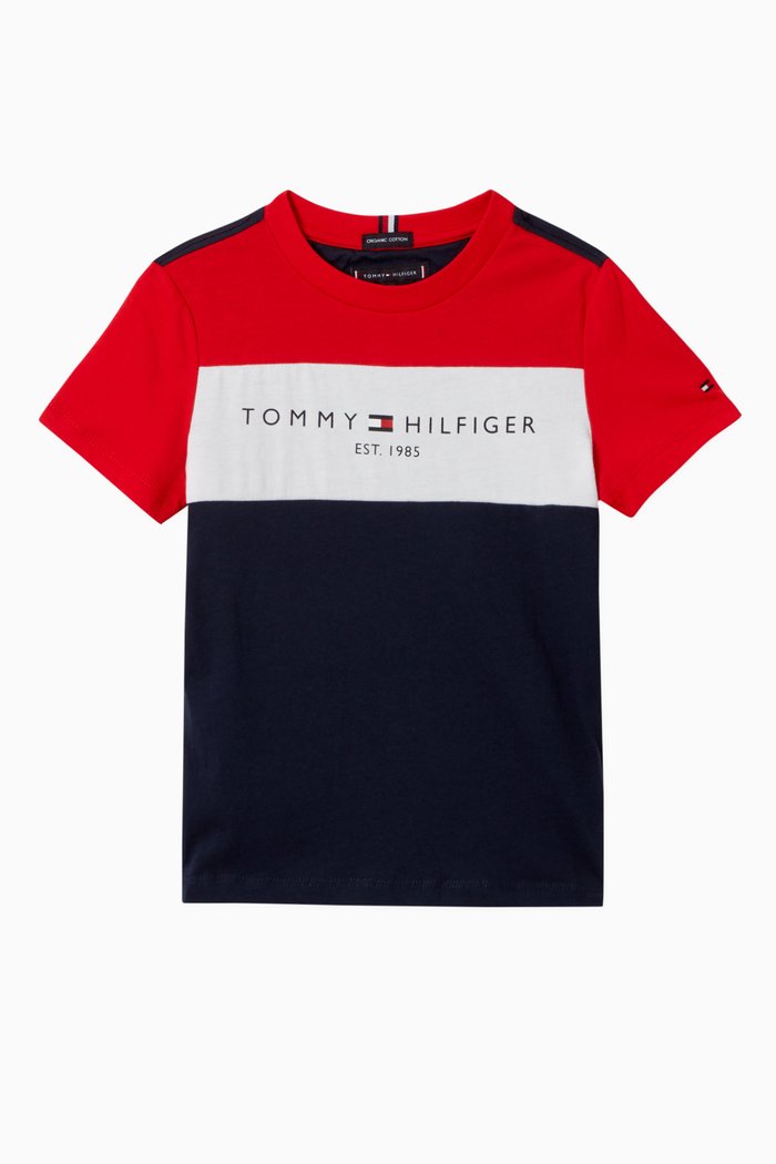 

Essential Colour-block T-shirt in Organic Cotton Jersey, Blue