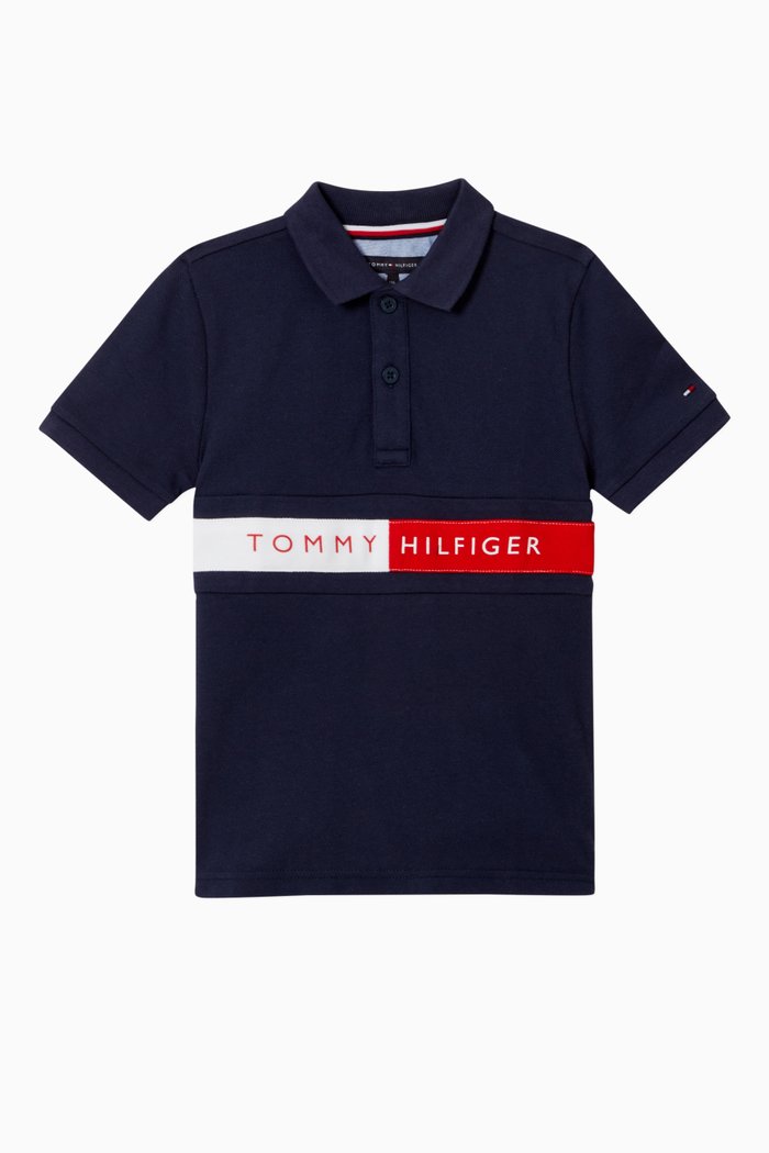 

Flag Logo Polo Shirt in Organic Cotton Pique, Blue