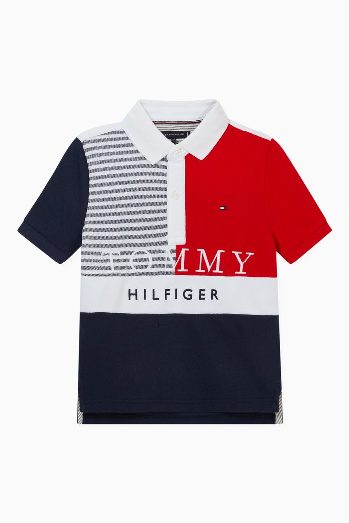

Colour-Blocked Ithaca Stripe Polo Shirt in Organic Cotton, Multicolour