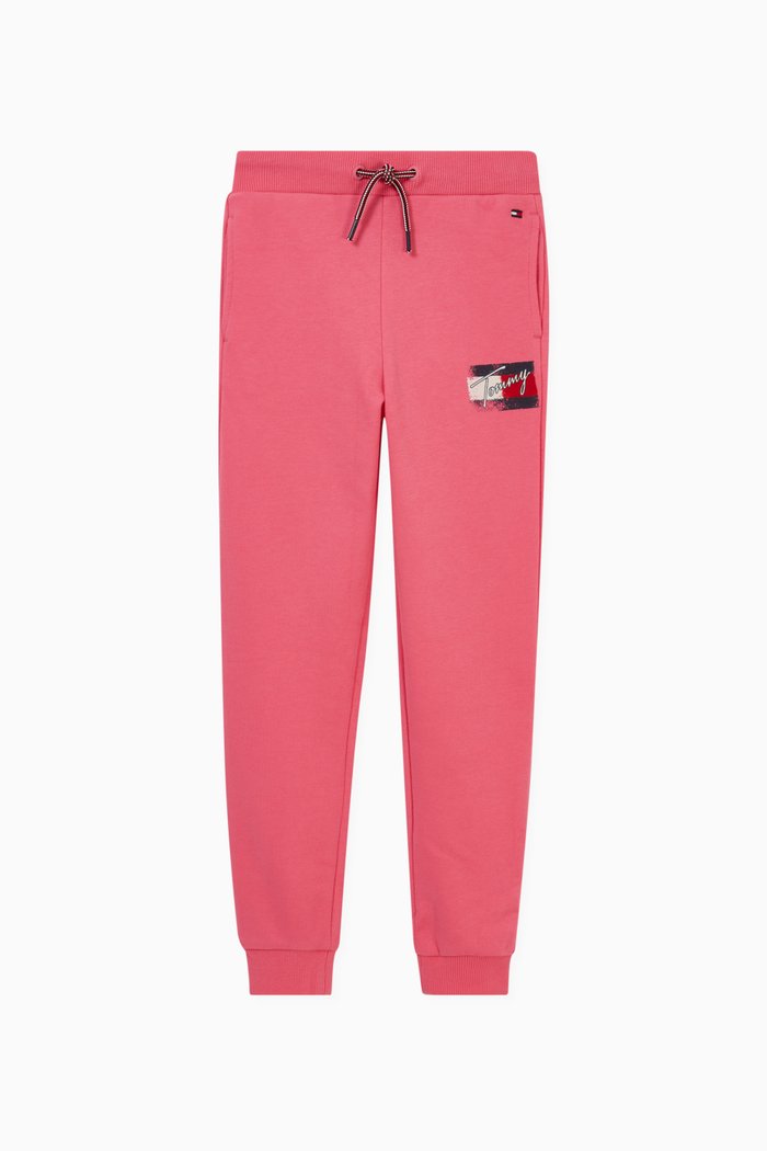 

Logo Print Joggers in Organic Cotton Terry, Pink