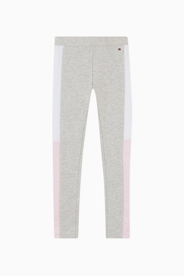

Colour-Blocked Leggings in Organic Cotton Jersey, Grey