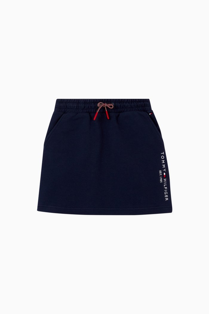 

Essential Logo Drawstring Skirt in Organic Cotton, Blue