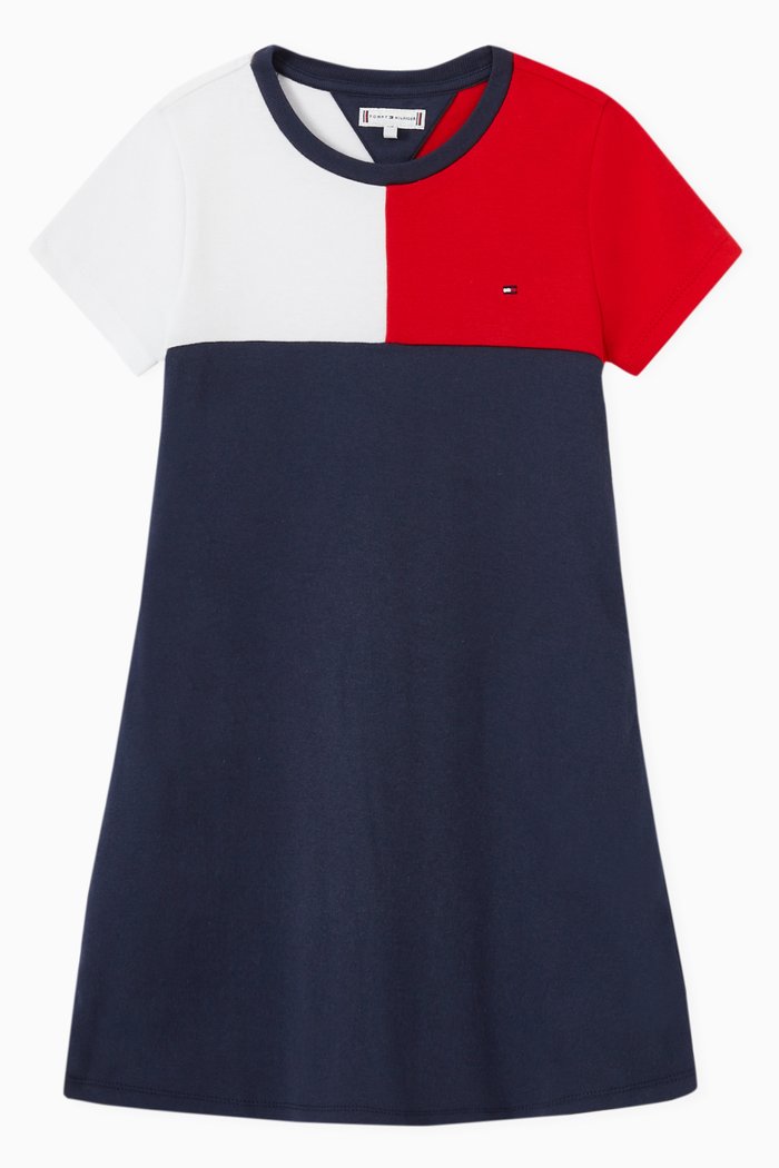 

Rib-Knit Skater Dress in Pure Organic Cotton, Blue