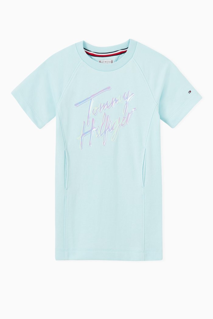 

Signature Logo Sweatshirt Dress in Organic Cotton Terry Blend, Blue