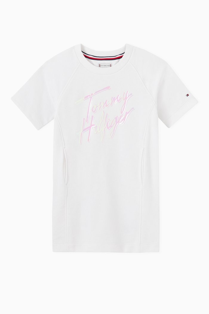 

Signature Logo Sweatshirt Dress in Organic Cotton Terry Blend, White