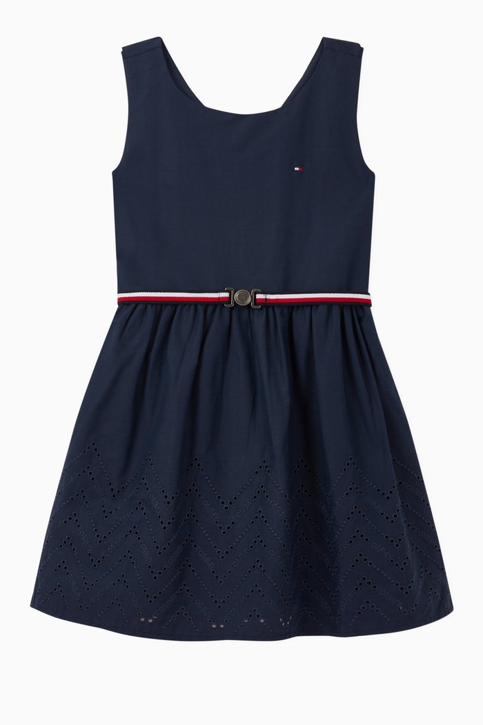 

Ruffle Dress in Cotton Blend, Blue