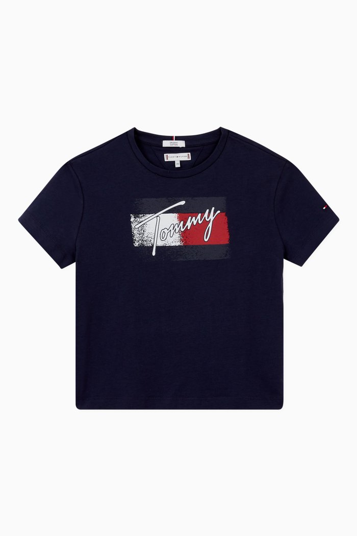 

Flag Print T-shirt in Organic Cotton Jersey, Blue