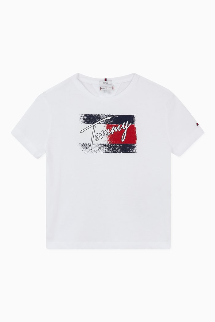 

Flag Print T-shirt in Organic Cotton Jersey, White