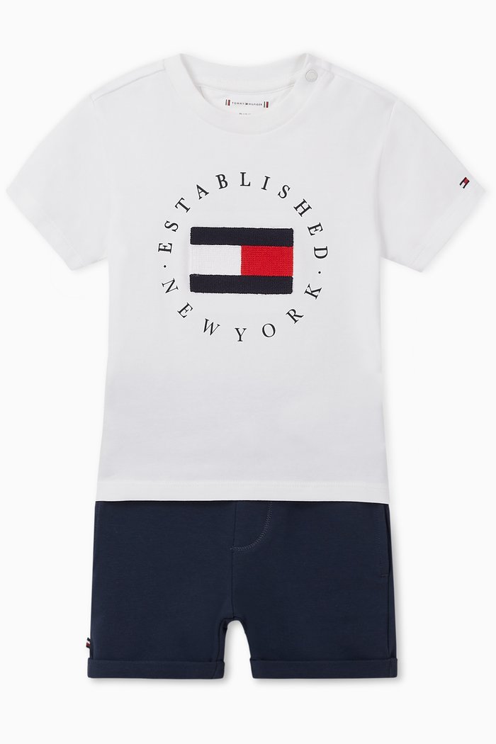 

Logo T-shirt & Shorts Set in Organic Cotton Jersey, White