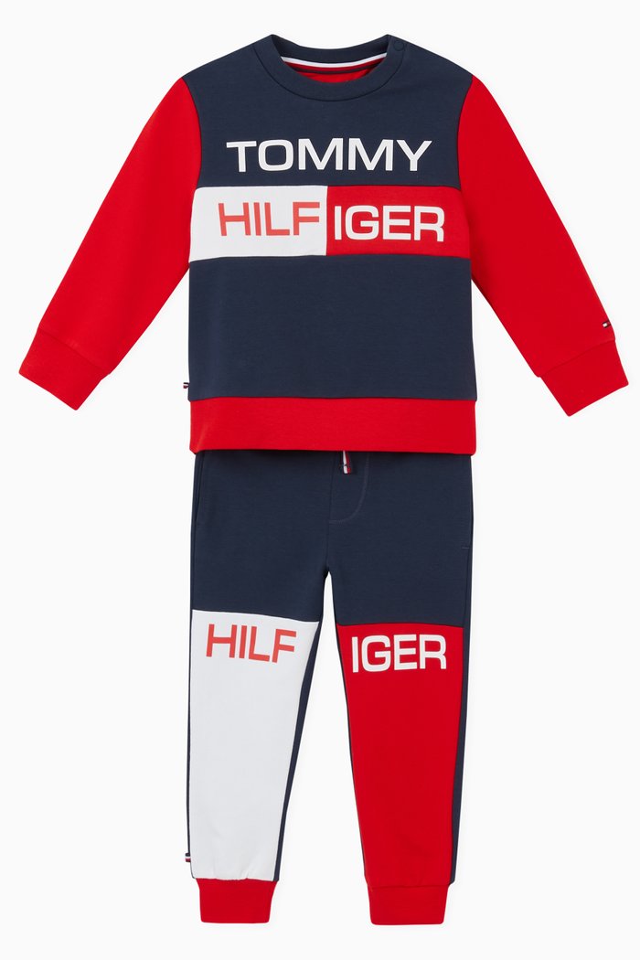 

Colour-Blocked Logo Tracksuit in Organic Cotton, Blue