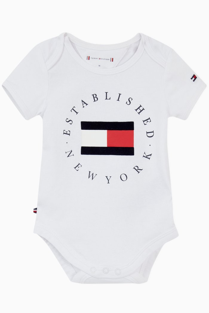 

Flag Logo Bodysuit in Stretch Organic Cotton, White