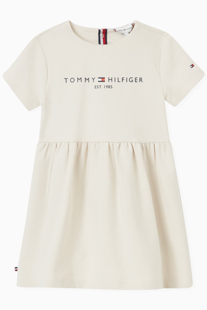 

Logo Print Dress in Organic Cotton Stretch, Neutral