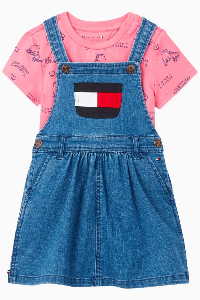 Denim Dungaree Dress, Set of 2, Blue
