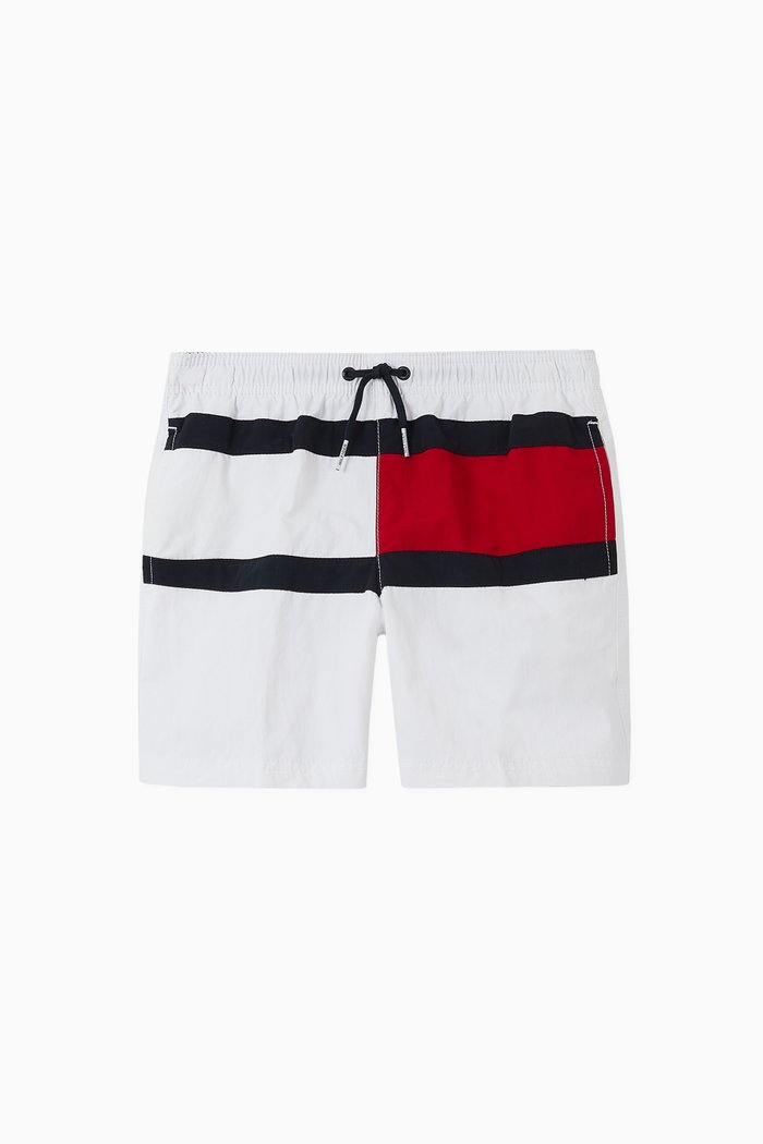 Colourblock Drawstring Swim Shorts, White