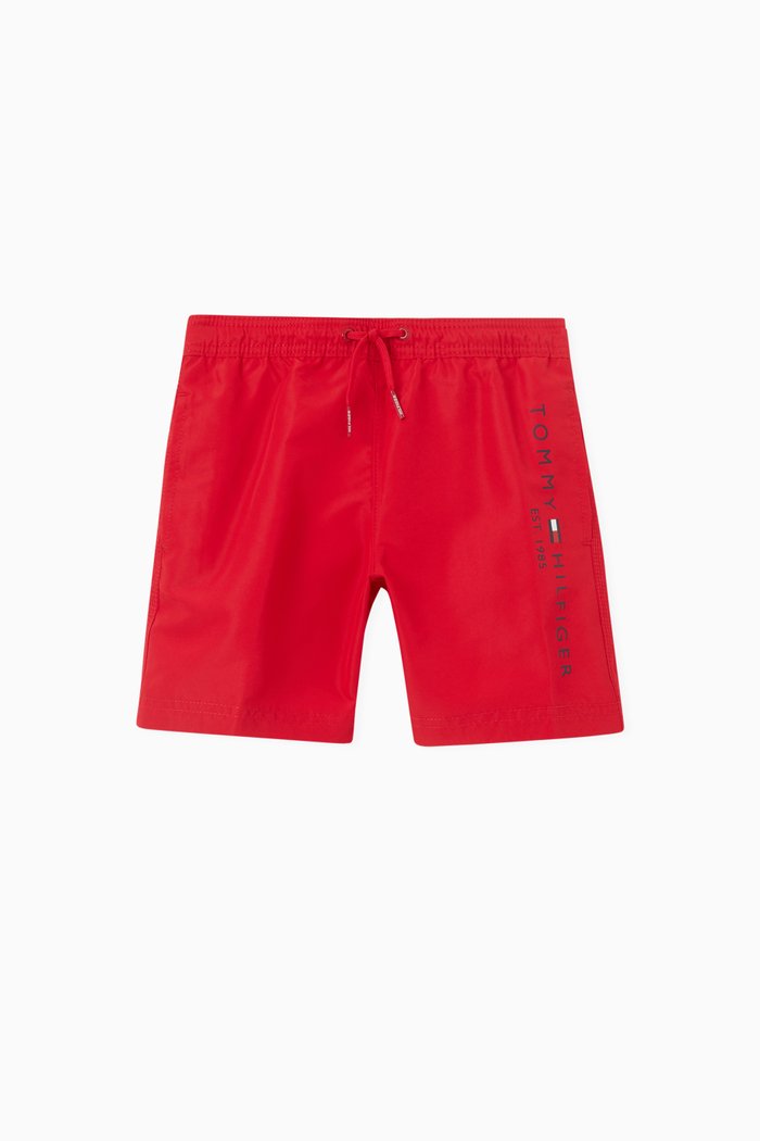 

Logo Mid Length Swim Shorts in Recycled Polyester, Red