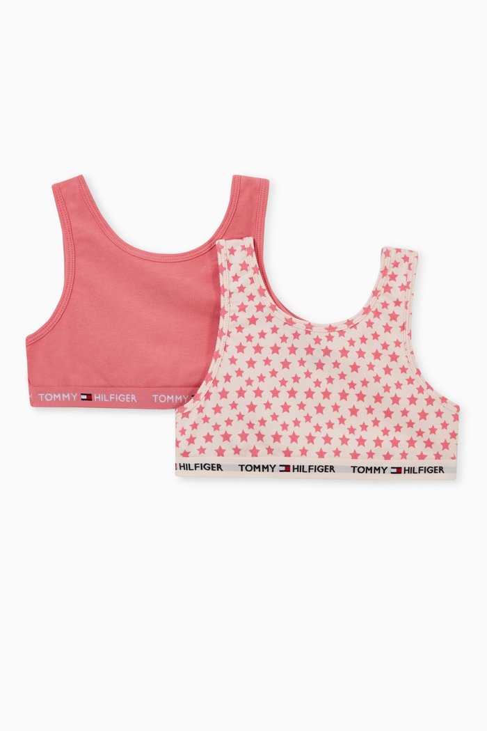 Two-Pack Bralettes in Stretch Organic Cotton, Pink