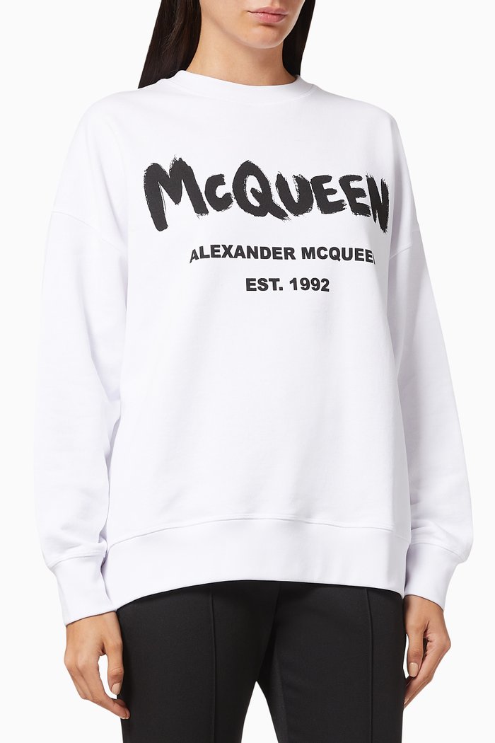 

McQueen Graffiti Sweatshirt in Cotton Jersey, Multicolour