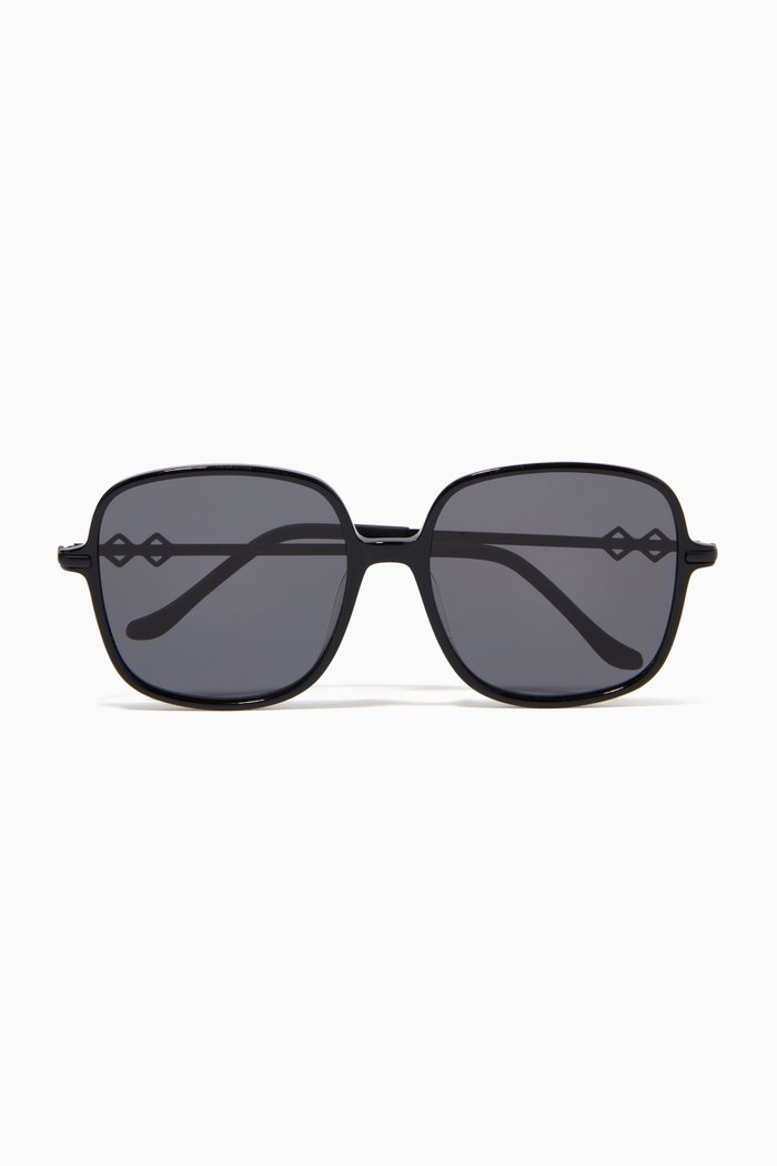Alexis Square Sunglasses in Metal, Black