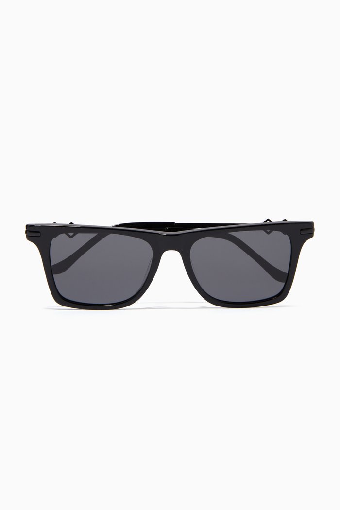 

Harper 2.0 Rectangle Sunglasses in Metal and Acetate, Black
