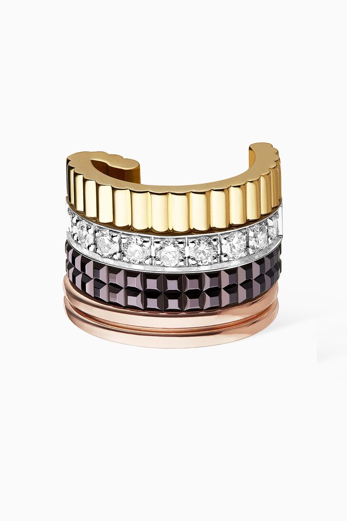 Quatre Classique Single Clip Earring with Diamonds in 18kt Gold