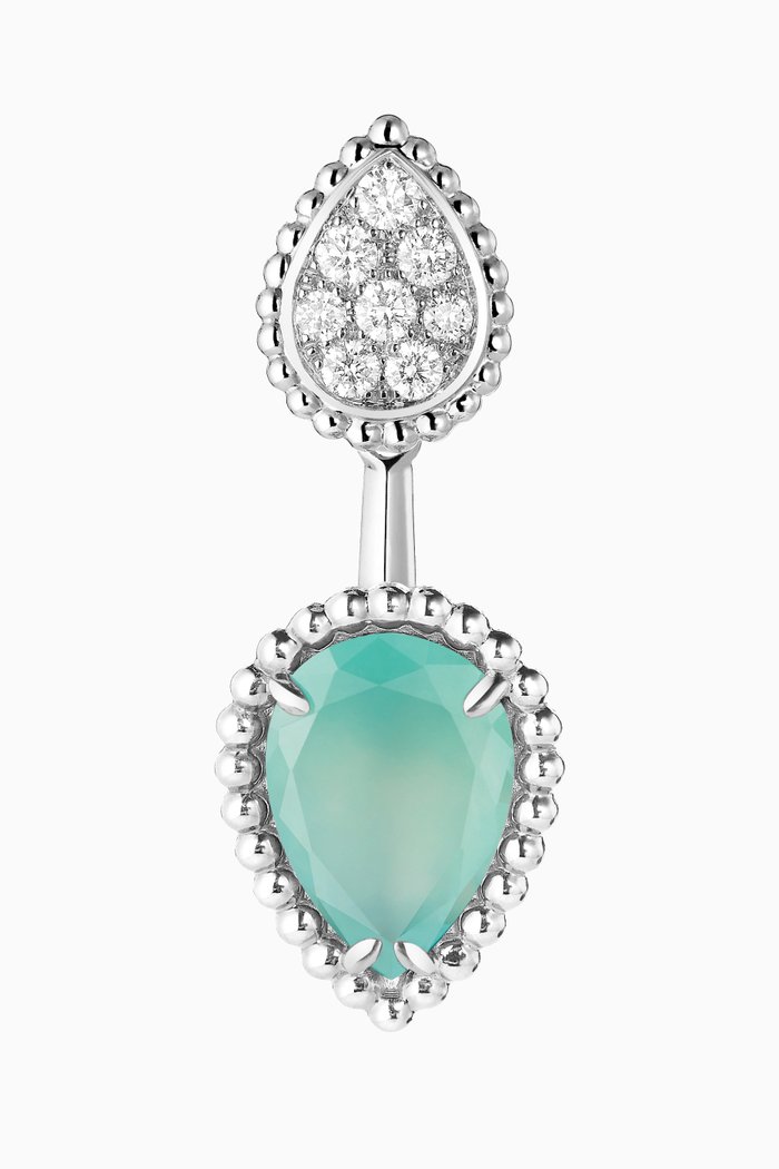 

Serpent Bohème Aquaprase Single Stud Earring in 18kt White Gold, S & XS Motifs, Silver