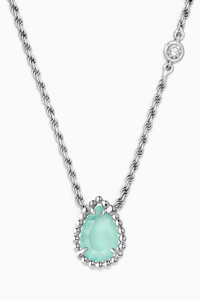 

Serpent Bohème Aquaprase Pendant in 18kt White Gold, XS Motif, Silver