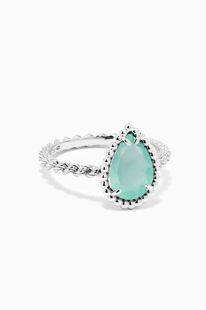 

Serpent Bohème Aquaprase Ring in 18kt White Gold, Silver