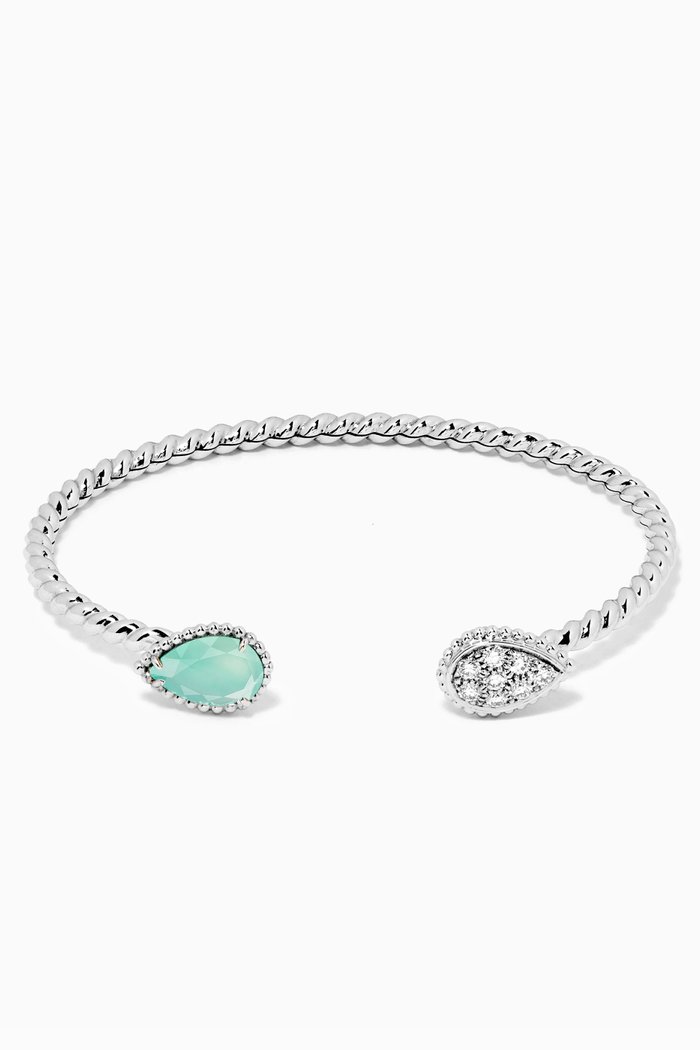 

Serpent Bohème Aquaprase & Diamonds Bracelet in 18kt White Gold, Silver