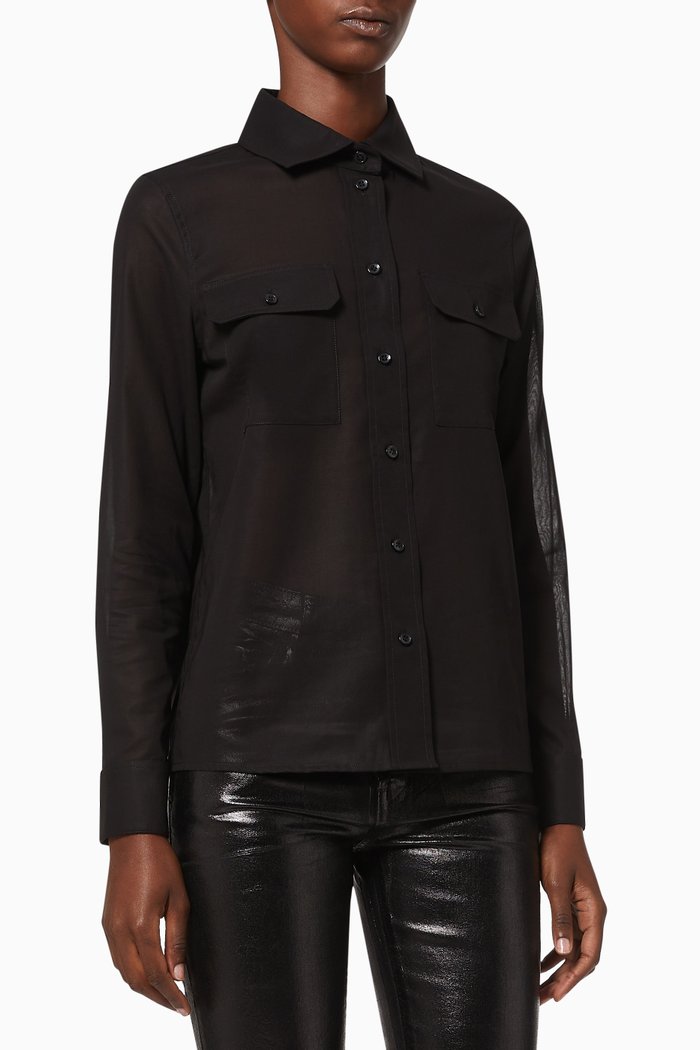 Shirt in Cotton Voile, Black