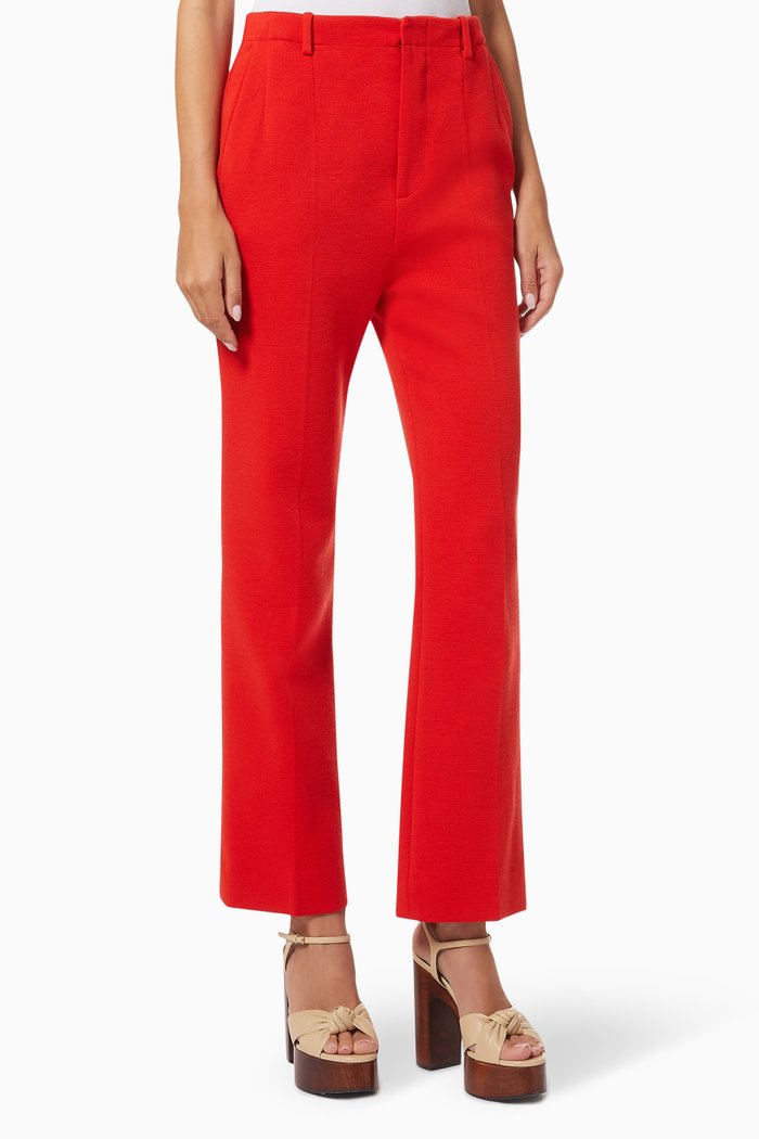 

Flared Pants in Wool Jersey, Red